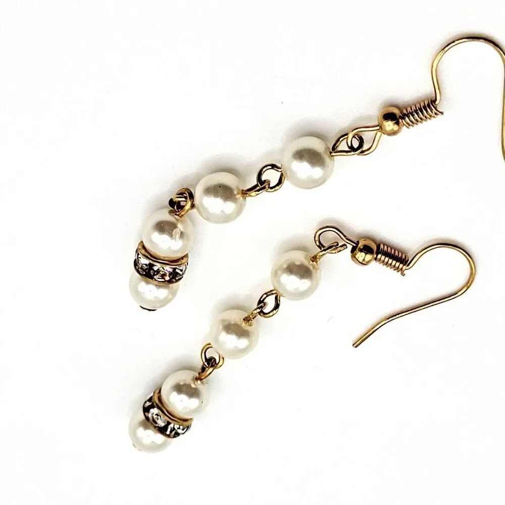 Simulated Pearl Dangle Drop Earrings 2in